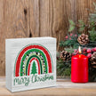 Merry Christmas Decor Christmas Teacher Sign Xmas Tree Rainbow Decor Decorations for Home Office Desk Table Cubicle Shelf Teachers Gift for Women Teacher 5 x 5 inch