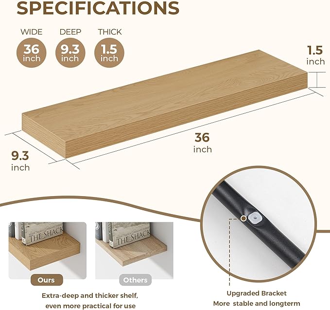 Dreamland 36 Inches Floating Shelves for Wall, 9.3