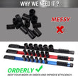 ALOANES 3/8-Inch Drive Aluminum Alloy Socket Organizer, Heavy Duty Socket Racks, Socket Holder Kit for Toolbox Drawer 3/8-Inch x 18 Clips (Black)