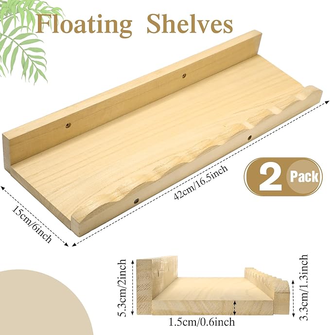 Suzile 2 Pcs Scalloped Shelves Wall Floating Shelves Set for Room, Bathroom, Bedroom, Cute Room Decor Aesthetic and Books, Toys, Photo Frames Storage(16.5