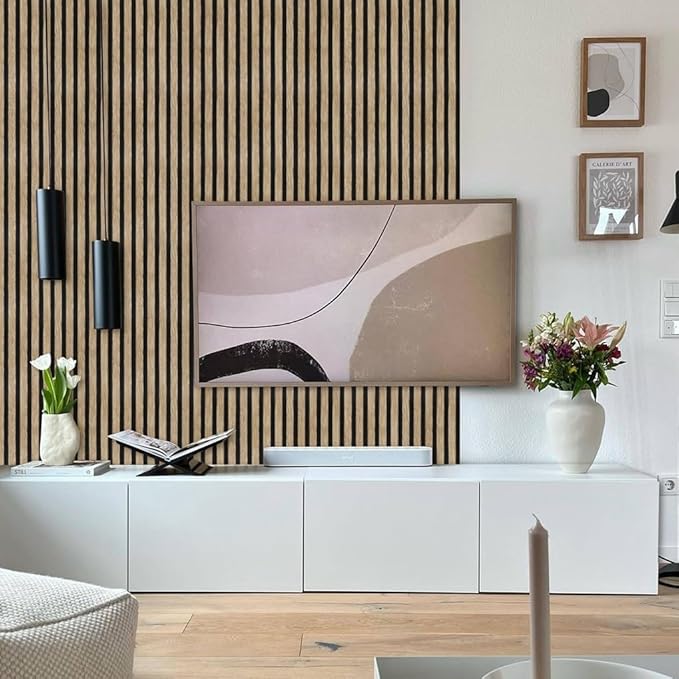 Arthome 17''x240'' Wood Slat Wallpaper,Peel and Stick Self Adhesive Wood Wallpaper PVC Vinyl Decorative Removable Wallpaper Waterproof Faux Wood Grating Stripe Contact Paper for Living Room Bedroom