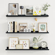 Axeman 36 Inch Floating Shelves | Black Picture Ledge Shelf Set of 3 | Rustic Wood Wall Shelves with Lip | 36