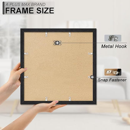 A PLUS MAX Square 16x16 Frame, Black Engineered Wood Picture Frame for 16 x 16 Picture Poster Photo, Light Weight 16 by 16 Frame with Wood-grain for Wall - 1 Pack/Black/16 x16