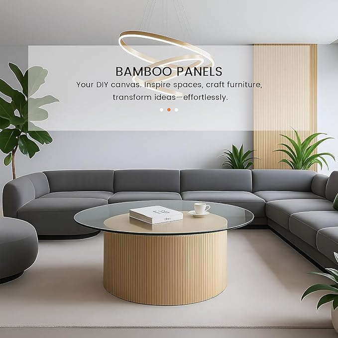 Bamboo Wall Panels for Interior Wall Decor: Natural Flexible Pole Wrap Decorative Wall Panel, Wainscoting Wall Cladding Paneling for Living Room,Bedroom,Office,Ceiling,Kitchen 1ft X 8ft