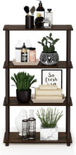 Furinno TURN-N-TUBE Storage Shelves, 4-Tier Toolless Book Shelf, Corner Shelf, Toolless Open Shelves, for Organization and Storage, Living Room, Garage, Home Office, Walnut
