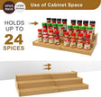 Spice Rack Organizer for Cabinet, 3 Tier Expandable Bamboo Spice Storage for Kitchen Cupboard Pantry