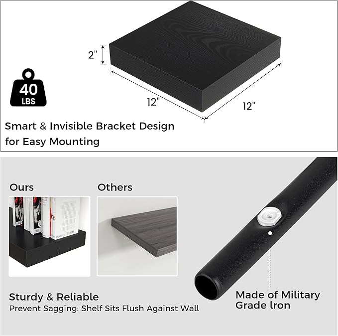 Square Floating Shelves for Wall, 12