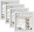 ZEXUIRU Set of 4 Wooden Rustic Square Wall Mirror Vintage Style Decorative Entry Mirror Farmhouse Wall Decoration for Living Room Bedroom Bathroom Kitchen 11.8 * 11.8inch White…
