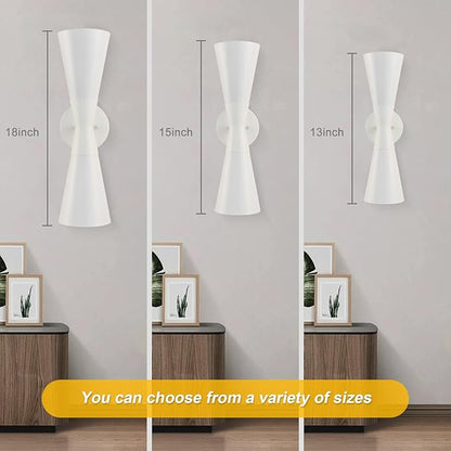 Modern Indoor Wall Sconce Up and Down White Wall Sconce Mid Century Indoor Wall Light Fixture Hardwired Wall Mounted Lamp for Living Room Bathroom Bedroom Hallway 15 Inch