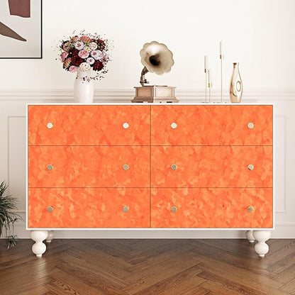 Wallercity Creative Orange Flocking Fabric Contact Paper for Dresser Top Jewelry Box Lining Soft Velvet Peel and Stick Wallpaper for Cabinets Drawers Shelf Liner 15.8''x236'' Felt Wallpapers for Craft