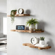 3 Sets Small Floating Shelves for Wall,3 Size Live Edge Wooden Shelf Cloud Farmhouse Vintage Wall Decor with Metal Bracket for Living Room Bedroom(Brown)