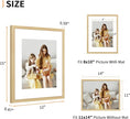 ATOBART 11x14 Picture Frame Set of 4, Displays 8x10 with Mat or 11x14 Without Mat, Photo Frames for Wall Hanging or Tabletop, Includes HD Plexiglass, Natural Wood Grain