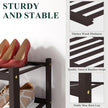 Smiry Bamboo Shoe Rack for Closet, 3 Tier Small Wooden Stackable Shoe Organizer, Free Standing Shoes Storage Shelf for Entryway, Front Door Entrance, Brown
