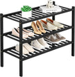 3 Tier Bamboo Shoe Rack for Closet Free Standing Wood Shoe Shelf Storage Organizer for Entryway Small Space Stackable 27
