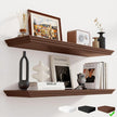 Fun Memories Floating Shelves 36 Inch Long, 9.3 Inch Deep Classic Crown Molding Floating Shelves for Wall, Rustic Wooden Shelves for Wall Decor Bathroom, Kitchen, Office, (Walnut, 2Pack)