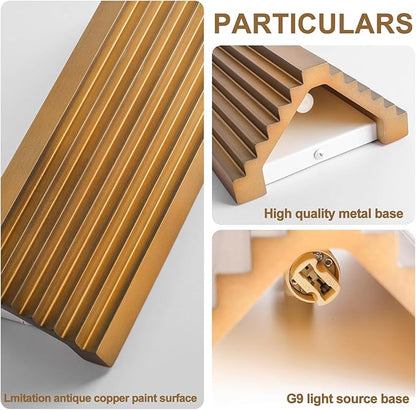 ZEROUNO Modern LED Wall Sconce Indoor Wall Lights, Bronze Hardwired Up and Down Wall Mount Light for Living Room Bedroom Hallway Corridor Stairs Warm White 3000K (with Replacement G9 Bulbs)