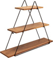 Triangle Decorative Wall Shelf – 3-Tier Metal & Wood Home Decor Floating Display Shelf – Modern Wall Shelves for Bathroom, Bedroom & Living Room – Brown & Black, 20
