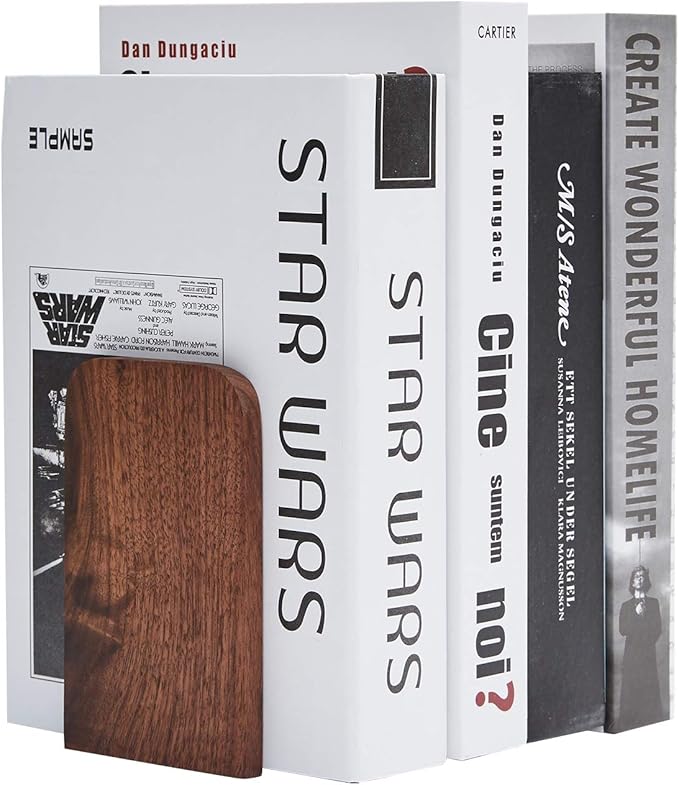 Pandapark Wood,Non-Skid Bookend for Shelves,Heavy Duty,Book Stand for CDs,1 Pair