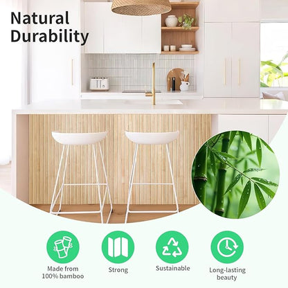 Natural Bamboo Wall Panel for Interior Wall Decor, Renewable Pole Wrap Wainscoting Paneling for Wall Ceiling Furniture Cabinet Office, 48 x 96 Inch, Carbonized