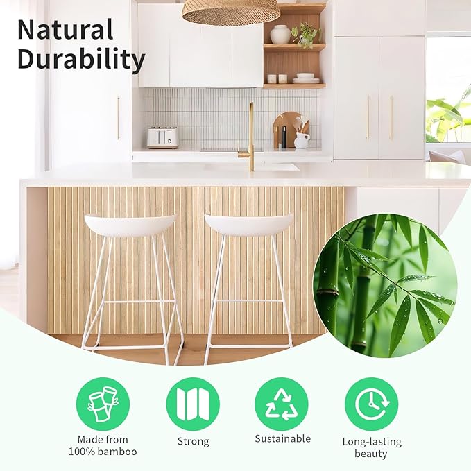 Natural Bamboo Wall Panel for Interior Wall Decor, Renewable Pole Wrap Wainscoting Paneling for Wall Ceiling Furniture Cabinet Office, 48 x 96 Inch, Carbonized