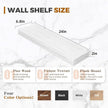 24x6.8x2 Inch Rustic Floating Shelves for Wall Set of 2 - White Solid Wood Wall Mounted Shelves with Invisible Bracket, Extended Design for Farmhouse Living Room Bedroom Kitchen Decor