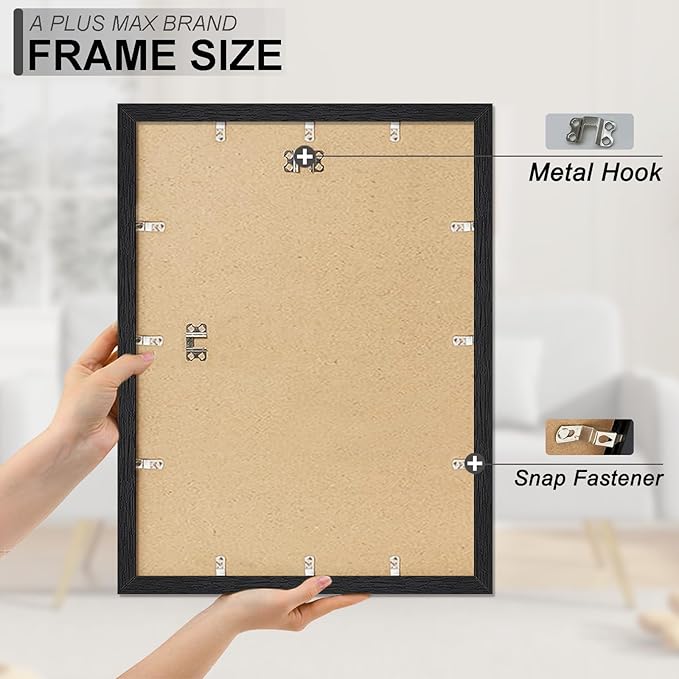 A PLUS MAX 16x22 Picture Frame, Black Engineered Wood Frame for 16 x 22 Inch Picture Poster Photo, Light Weight 16 by 22 Frame with Wood-grain for Wall - 1 Pack/Black/16 x22