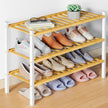 Smiry Bamboo Shoe Rack for Closet, 3 Tier Wooden Stackable Shoe Organizer, Free Standing Shoes Storage Shelf for Entryway, Front Door Entrance, Natural & White