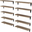 Wallniture Arras Wood Floating Shelves for Wall Storage, Small Bookshelf Set of 10, Hanging Book Shelves for Living Room, Bedroom, Office, Burned Finish