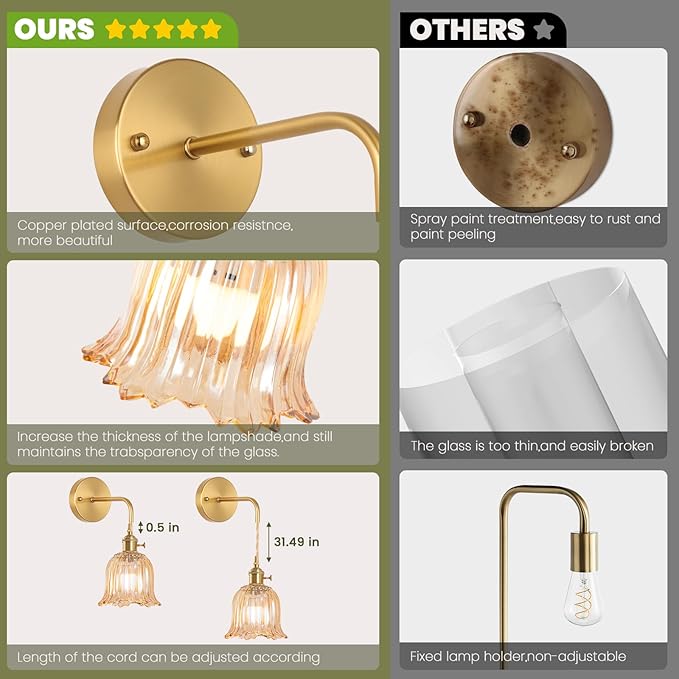 Battery Operated Wall Sconce Rechargeable,Wireless Wall Lamp with Adjustable Chain Retro Set of 2, Wall Light 12 Colors RGB with Dimmable Remote, Indoor Wall Lamp for Living Room Bedroom