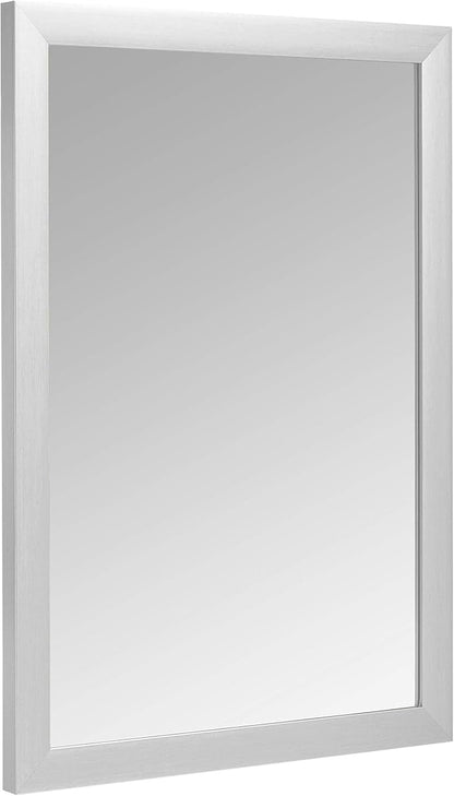 Amazon Basics Rectangular Wall Mount Mirror for Bedroom, Living Room, Entryway, Standard Trim, 20" x 28", Nickel