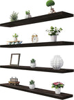36 Inch Brown Wood Floating Shelves for Wall Rustic Wall Shelf for Bedroom Living Room Set of 4