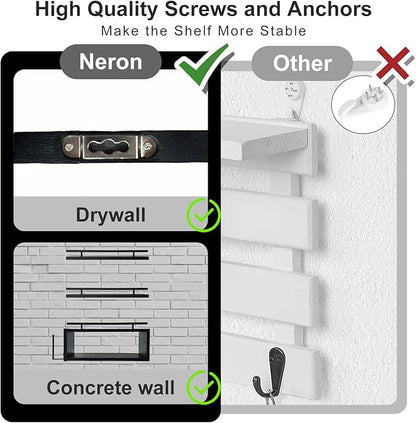 OurWarm Wood Floating Shelves for Wall Set of 3, Black Bathroom Shelves Over Toilet Organizer with Paper Towel Holder, Black Wall Shelves for Bedroom Kitchen Living Room Decor