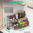 3 Tier Spice Rack Metal Seasoning Storage Shelf Cabinet-mounted Spice Holder Kitchen Storage Organizer Shelf with Guardrail and Mesh Design for Kitchen, Countertop, Dining Room, Black