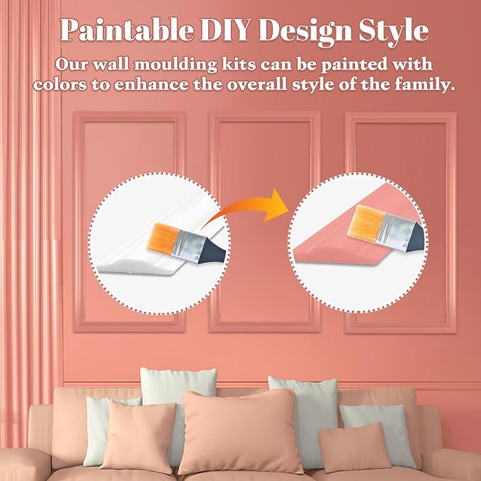 3 Set Peel and Stick Wall Molding Kit,Pre-Cut Wall Panels for Interior Wall Decor,Premade Wainscoting Panels Peel and Stick,Accent Wall Panel for Living Room Bedroom Decor
