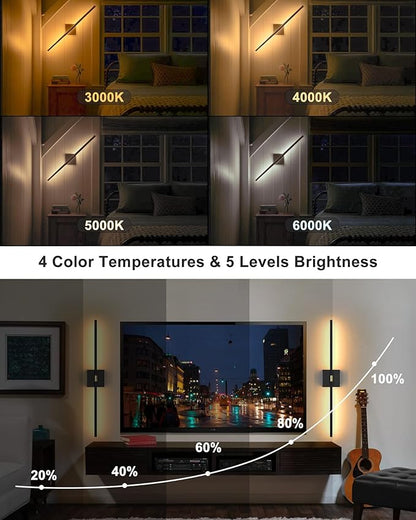 iThird Battery Operated Wall Sconce Set of 2: Rechargeable Wall Lights Wireless Sconces with Touch and Remote, 360° Rotate Magnetic Wall Scone Lighting Decor for Bedroom Living Room Hallway, 31.7Inch