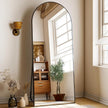 24x68 Arched Full Length Mirror Floor Mirrors with Aluminum Alloy Frame Free-Standing Wall Mounted Floor Mirrors or Large Dressing Mirror, Black Mirror Full Length