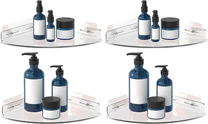 Vdomus Set of 2 Shower Caddy Bathroom Shelves No-Drill Shower Organizer - Floating Adhesive Acrylic Storage for Tile Walls - Sleek and Durable Bathroom Organizers and Storage (Pack of 2)