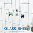 KOKOSIRI Bathroom Shelves Glass Floating Shelf 12-Inch for Bedroom Living Room Kitchen Hanging Rack Rustproof Wall Mounted Black 2 Pack B1105BK-L12-P2