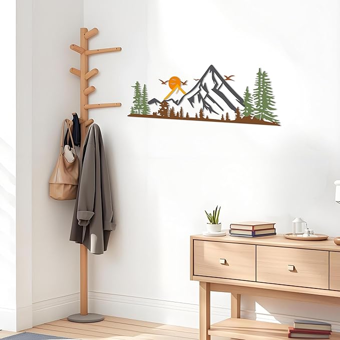 DICYWUDI Colorful Metal 15.7 x 5.3 inch Mountain Wall Decor – Minimalist Wall Art for or Indoor Kitchen Bathroom Bedroom Living Room Dining Room