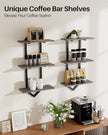 3 Tier Floating Shelves, Set of 2 Wall Shelves for Living Room, Modern Geometric Wooden Shelf for Wall Decor, Hanging Storage Shelf for Bedroom Bathroom Kitchen Home Office (Greige + Black)
