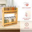 Morvat Bamboo Wooden Spice Jar Rack, 2-Tiered Seasoning Holder Organizer Set with 2 Shelves, Spice Storage Shelf for Kitchen Pantry & Cabinet, Counter or Wall Mount Option with Included Hardware