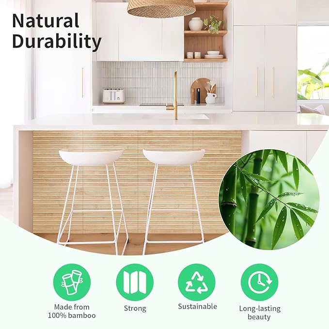 Natural Bamboo Wall Panel for Interior Wall Decor, Renewable Pole Wrap Wainscoting Paneling for Wall Ceiling Furniture Cabinet Office, 12 x 96 Inch, Carbonized