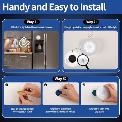 RGB LED Rechargeable Motion Sensor Light Indoor with Remote, Long-Lasting Battery, Bright & Dimmable, Stick-On Puck Night Light for Closet, Cabinet, Kitchen, Stairs, Shelves - Cool & RGB 2Pack