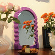 Wavy Mirror Wall Decor for Girly Nursery Bedroom, Small Decorative Irregular Mirrors for Modern Vintage Home Office Living Room Housewarming Birthday Gift, Unique Hanging Art Accent (Purple)