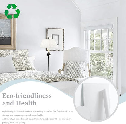 Dimoon 17.7''x78.7'' Peel and Stick Wallpaper White Contact Paper for New Environmentally Friendly Materials Thickening Upgrade Embossed Renter Friendly Wall Paper Modern Vinyl Wrap Countertop Bedroom