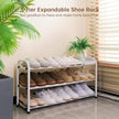 Gonfoam 3-Tier Expandable Shoe Rack,Adjustable Shoe Shelf Storage Organizer Heavy Duty Metal Free Standing Shoe Rack for Entryway Closet Doorway (White)