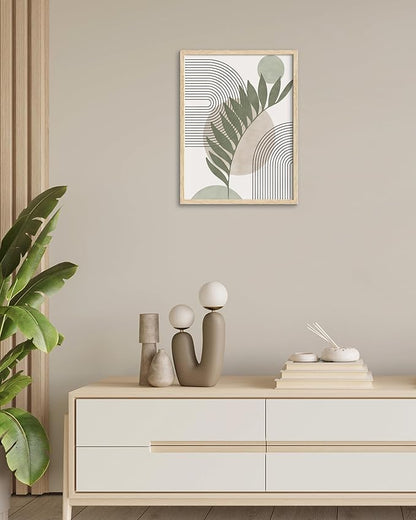 HesenDot Unframed Boho Sage Green Canvas Prints,12x16in Botanical Line Wall Art,Set of 3 Abstract Geometric Posters Decor,Minimalist Modern Green Artwork for Living Room Bedroom Bathroom Office Home