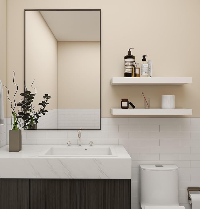 Vervida® White Floating Shelves Bathroom 2 Set of 24 W x 7.9