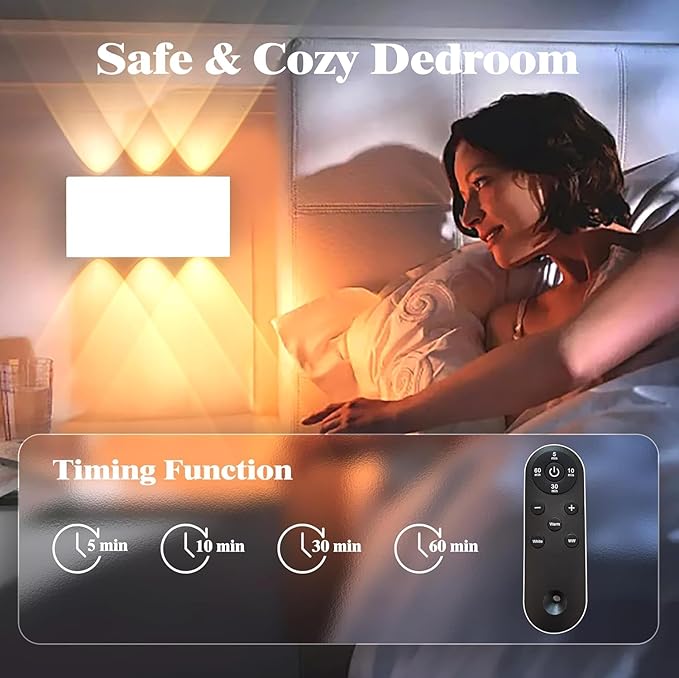 Shelprojsu LED Cordless Wall Sconce, 5200mAh Rechargeable Battery Operated Wall Lamp with Remote Control, 3 Colors and Dimmable Magnetic Wireless Wall Light (White, 1)