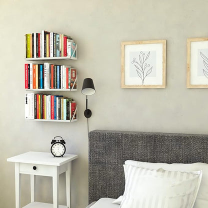 Wallniture Minori Washed White Floating Shelves for Wall Storage, Bathroom Shelves Over The Toilet Storage, Wood Wall Shelf Set of 3 with White Brackets